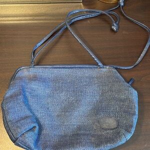 VINTAGE EUC NAVY BLUE GATOR MOUTH OPENING SHOULDER BAG P
